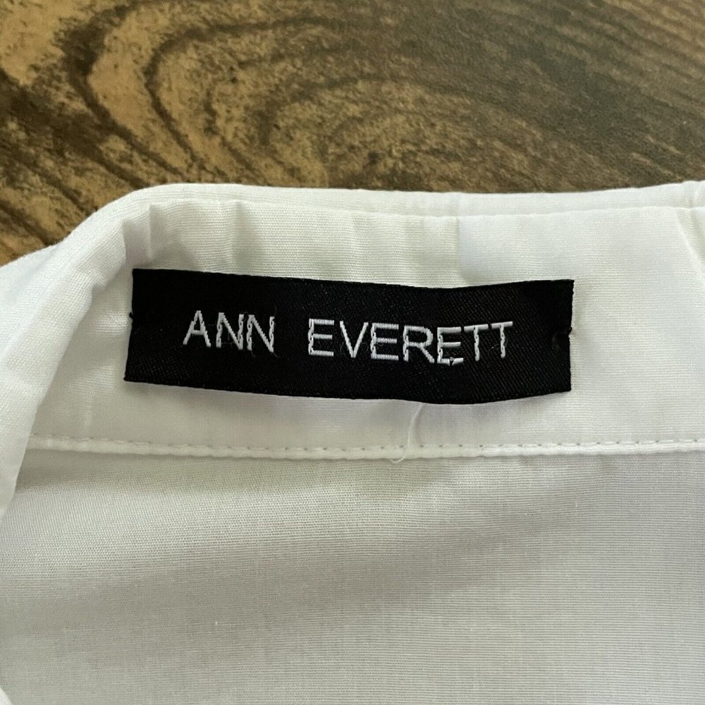Ann Everett Womens Tunic Blouse Sz L White Cotton Lagenlook Minimalist Coastal - Picture 8 of 8